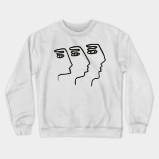 Abstract Faces Fingers Doodle One Line Art Crewneck Sweatshirt